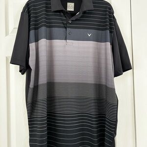 Callaway Men's Polo Shirt in Black and Gray Stripes